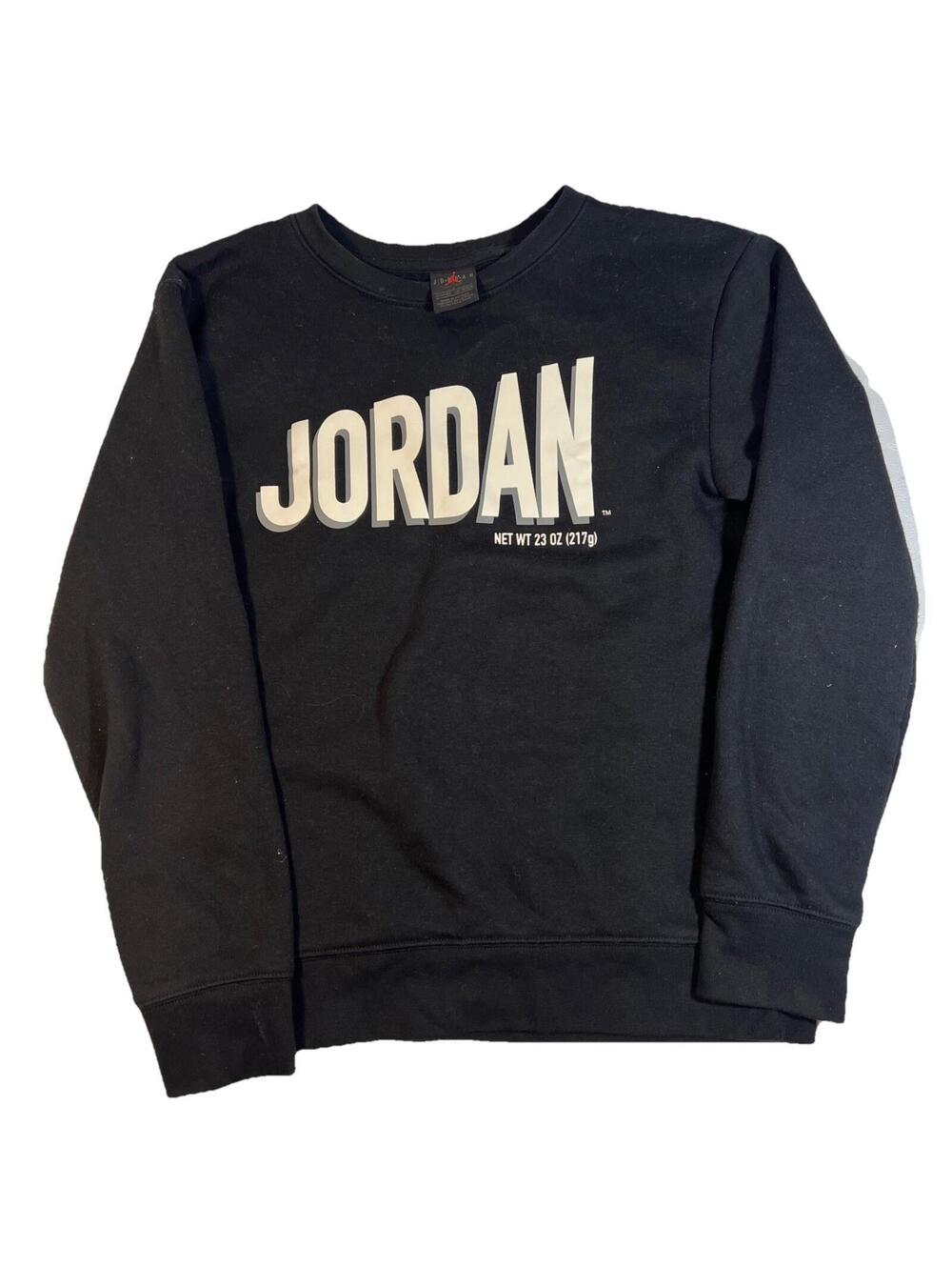 Jordan Spell Out Pullover Crewneck Sweatshirt Youth 12-13 Black